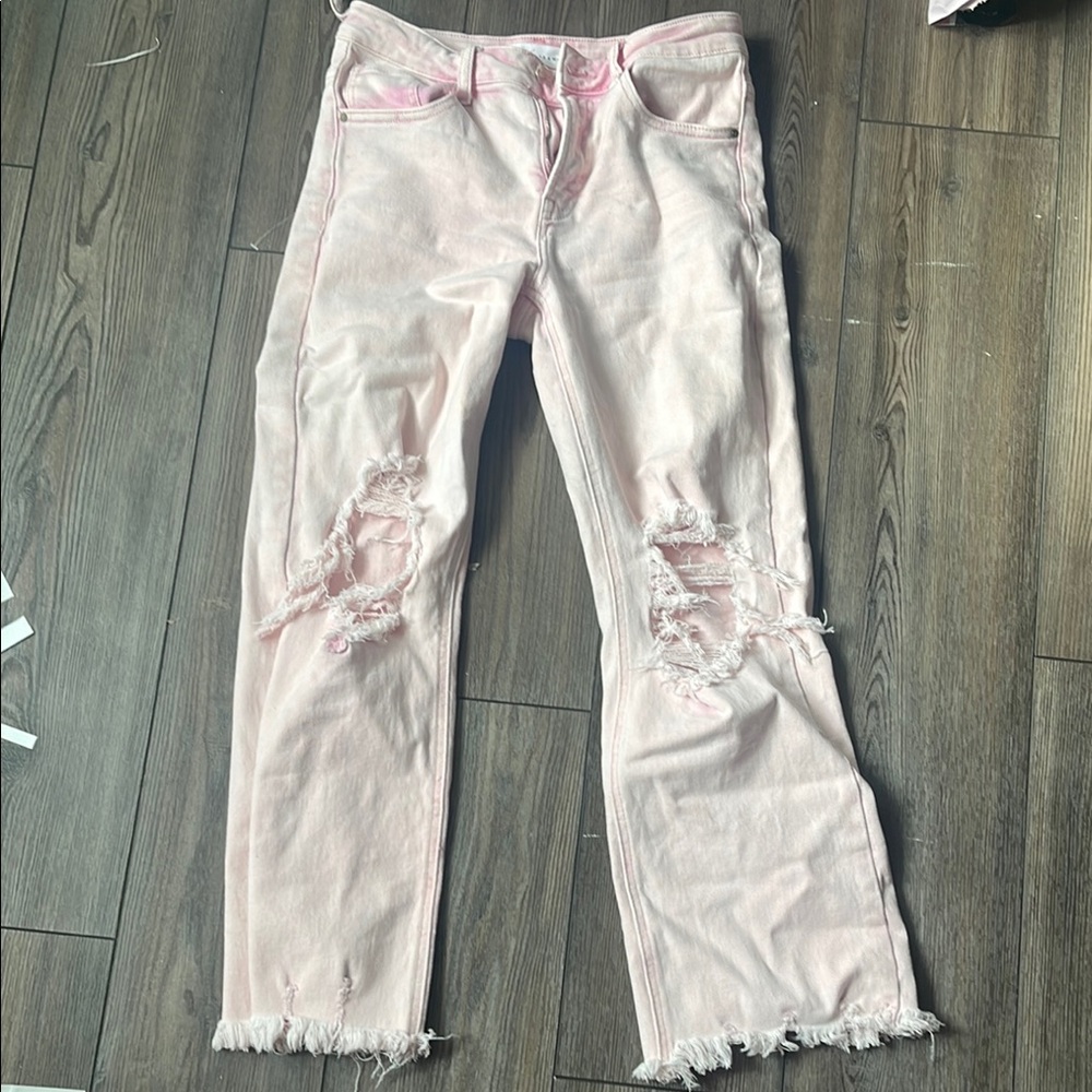 Pink Distressed Women's Jeans